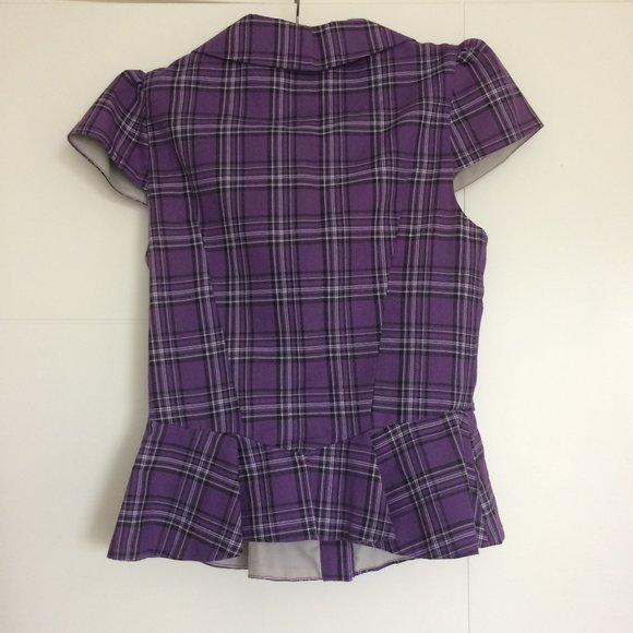 Topshop Purple Plaid Top - Picture 2 of 4